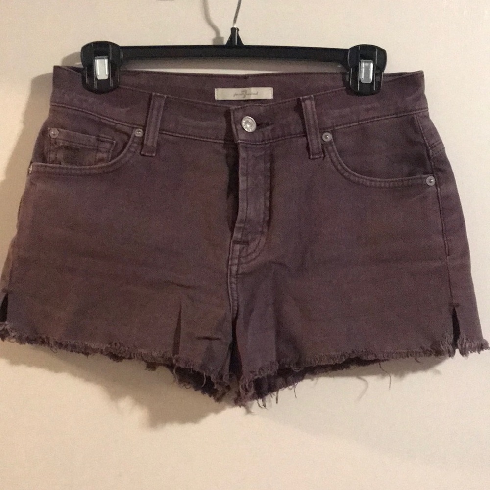 7 for all mankind purple denim cut off shorts